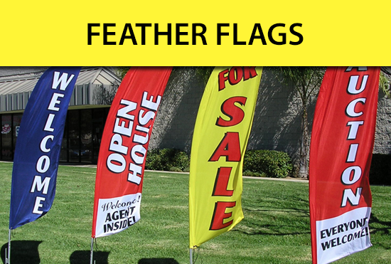 Custom Feather Flags for business, open house, for sale, marketing and more